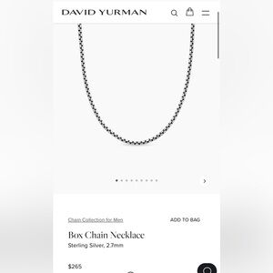 David Yurman Box Chain - 1.7mm/22” chain